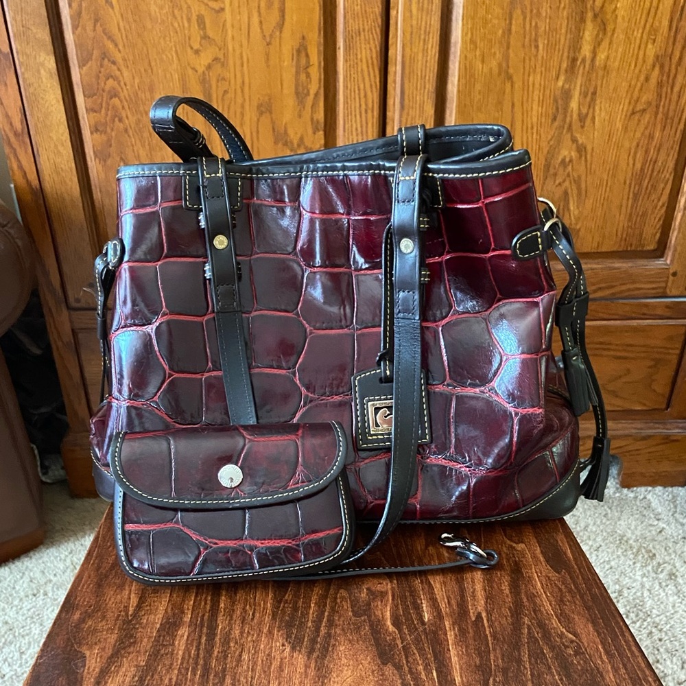 Dooney & Bourke Red Croc Bag and Coin Purse